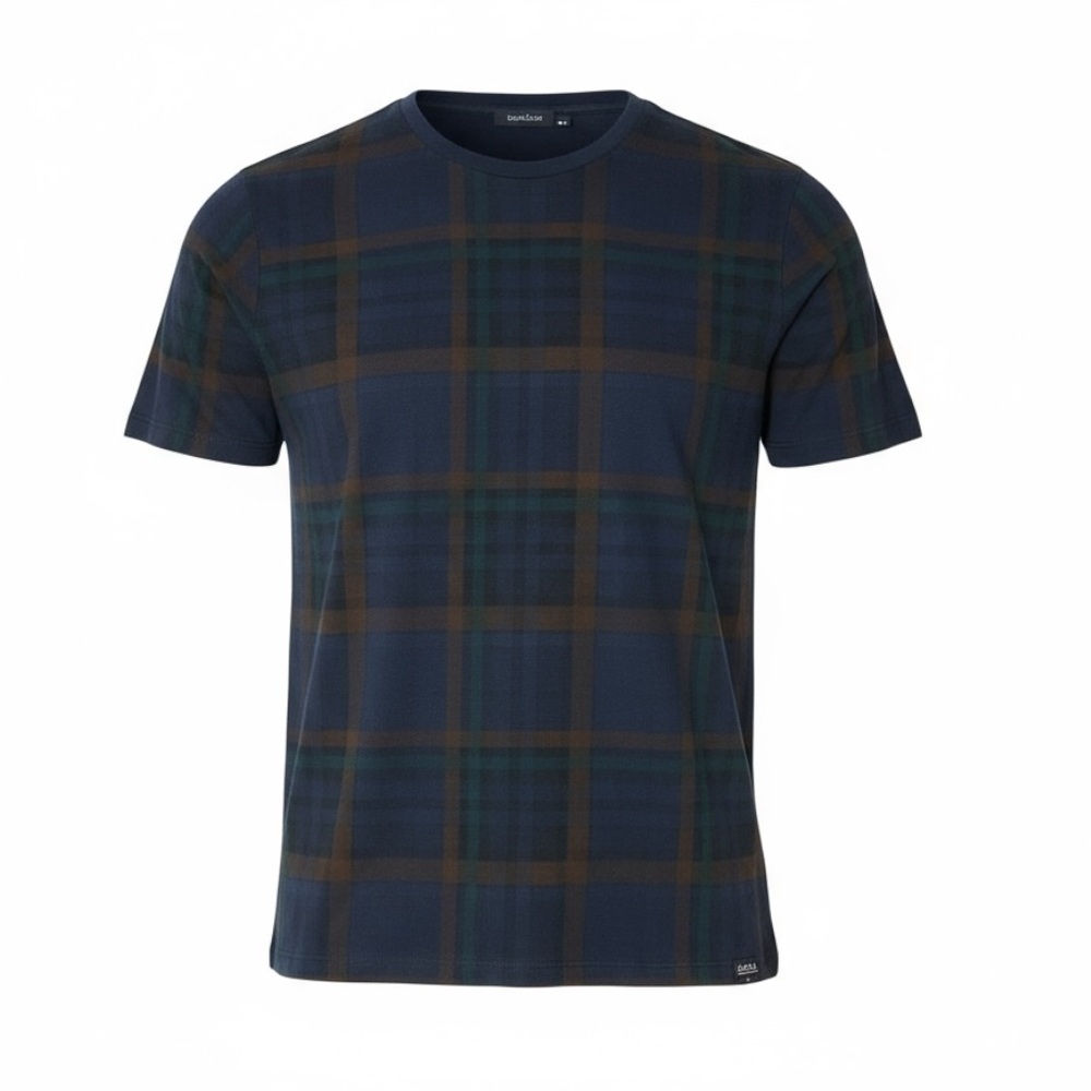 🟫‎ Scotch & Soda Plaid Tee Sz L 🟦 Classic Fit, Made in Turkey